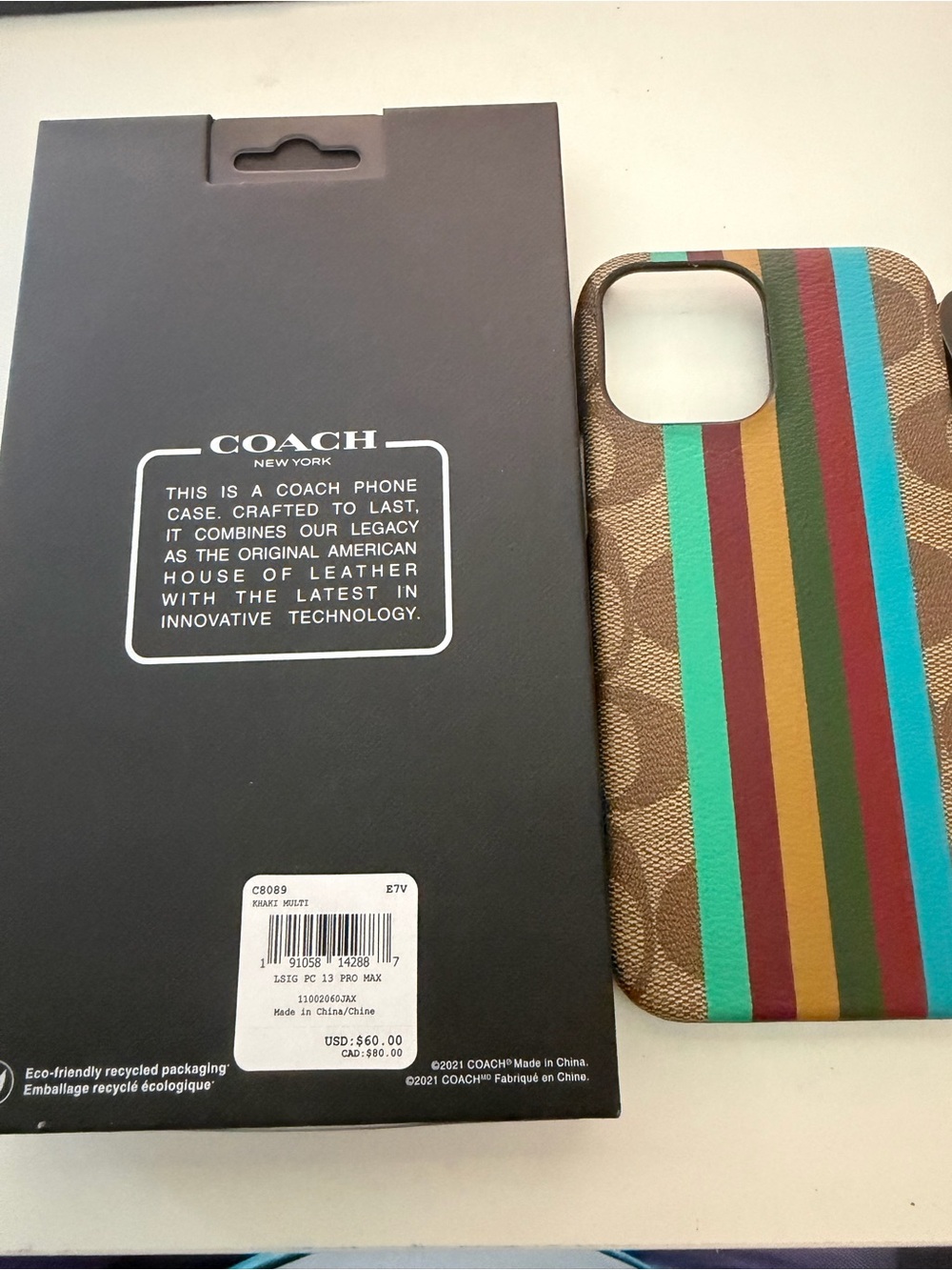 Coach Signature Stripe iPhone 12/13 Pro Max MagSafe Case